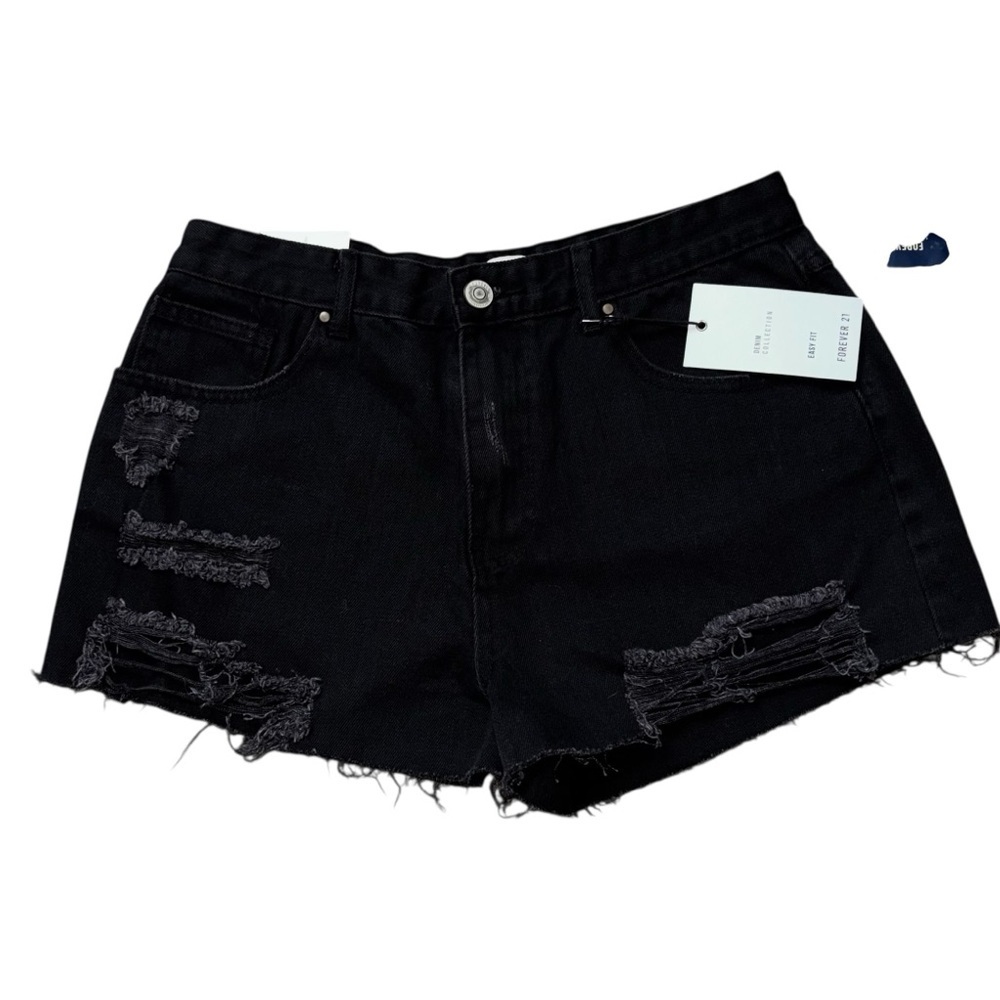Nwt Forever 21 Denim Jean Shorts, Black, Sz 28